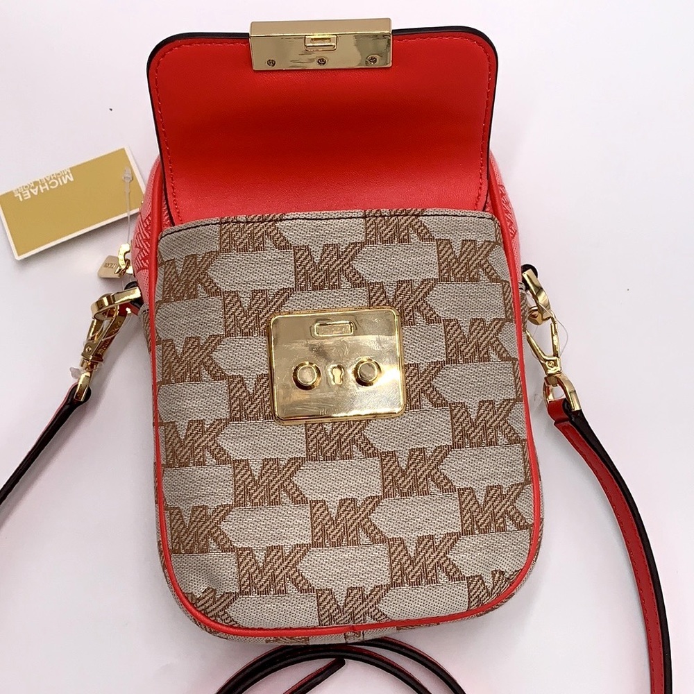 MICHAEL KORS SLOAN EDITOR SMALL NS TOP ZIP FLAP PACKET XBODY GRAPEFRUIT MULTI - Picture 7 of 16